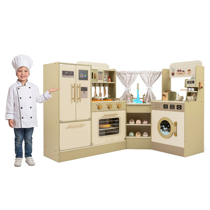 Pretend Play Kitchen Playset with Faucet and Dishwasher-Green