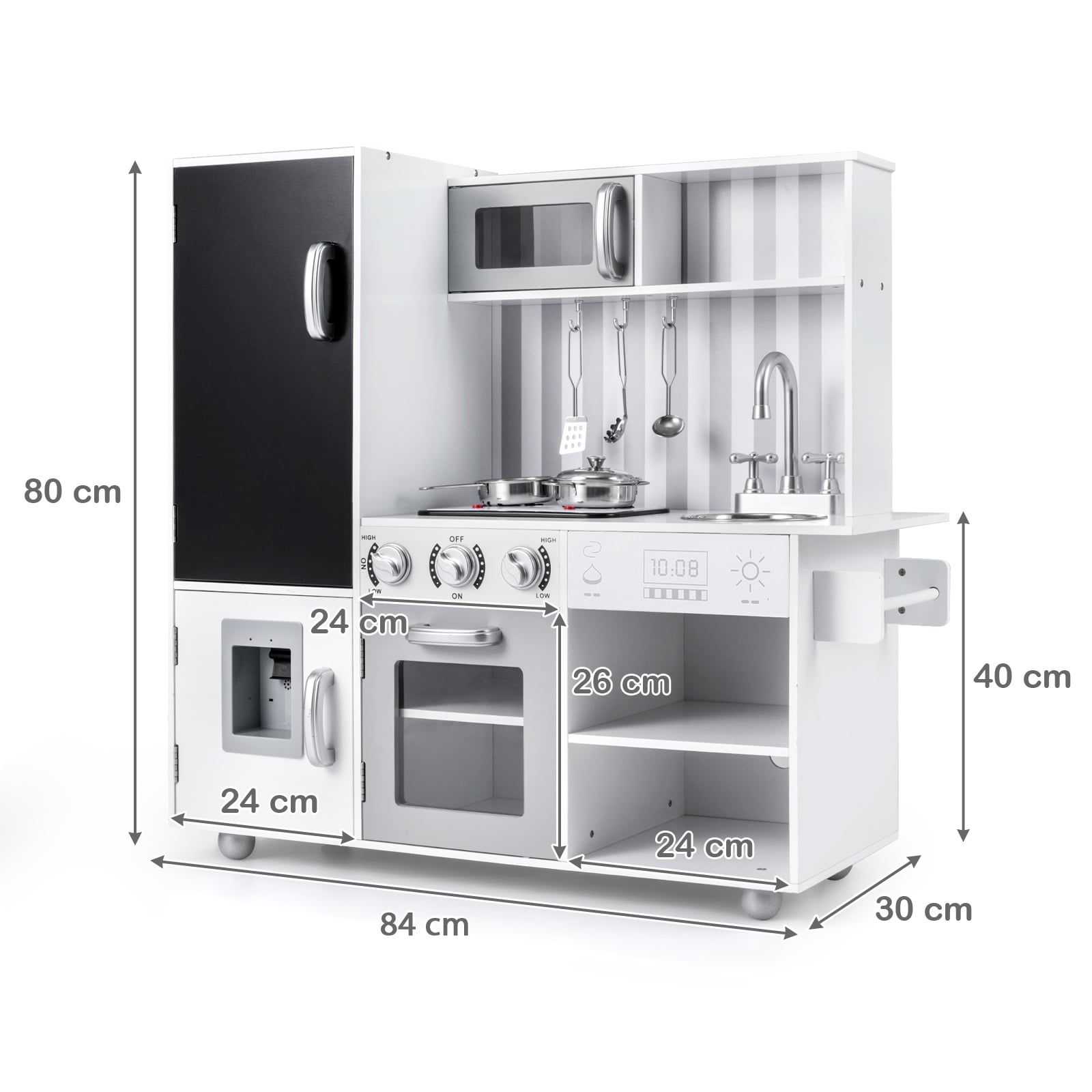 Pretend Play Kitchen for Kids with Utensils Aged 3+-Silver