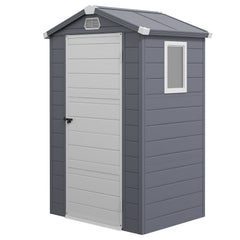Outsunny 4.4ft x 3.3ft size Aluminium Frame and Plastic Wall Shed, with Foundation - Grey