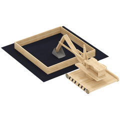 AIYAPLAY Wooden Sand Pit with Digger, Kids Sandbox Outdoor, SandPit with 360 degrees Swivel Seat and Bottom Liner
