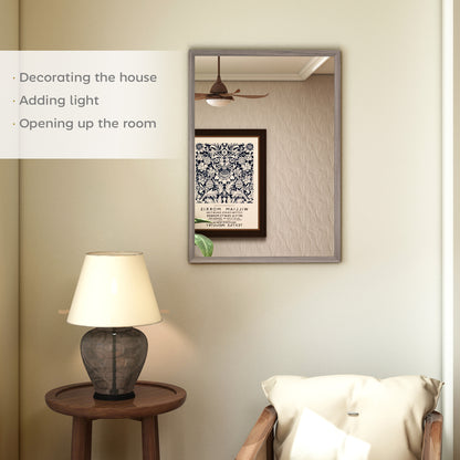 HOMCOM Wall Bathroom Mirror, 50 x 70 cm Wall-Mounted Mirror for Living Room, Bedroom, Hallway, Grey