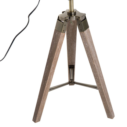 Vintage Retro Style Tripod Table Desk Lamp Bedside Light Spotlight Brass Antique Searchlight Wooden Base