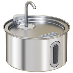 PawHut 2.5L Stainless Steel Cat Water Fountain for Drinking with Ultra-Silent Pump, Water-Level Window, 7 Filters