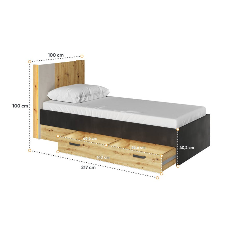 Qubic 12 Bed With LED [EU Single]