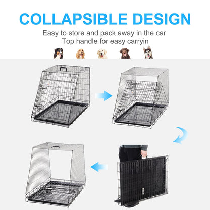 Pawhut Trapeze Collapsible Dog Pet Travel Box Cage Removable Tray 93 x 58 x 65cm