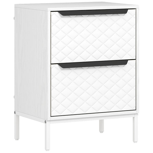 HOMCOM Chest of Drawers, Dresser with 2 Fabric Drawers and Aluminium Handles - White