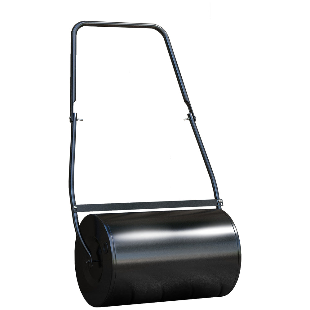 DURHAND 38L Garden Lawn Roller, Water Sand Filled Outdoor Grass Roller, Heavy Duty Metal Lawn Push Rolling Tool Aerator for Grass Seeding, Soil Levelling, Black