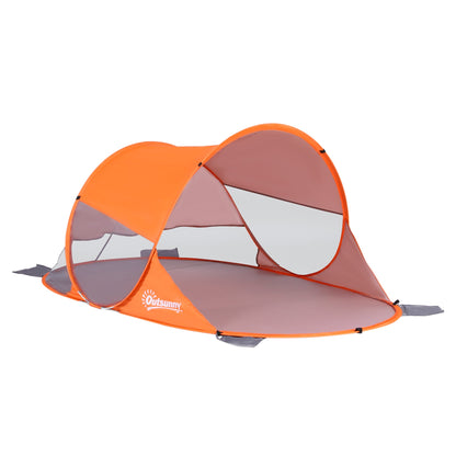 Outsunny Fibreglass Frame 2 Person Pop-Up Lightweight Camping Tent Orange