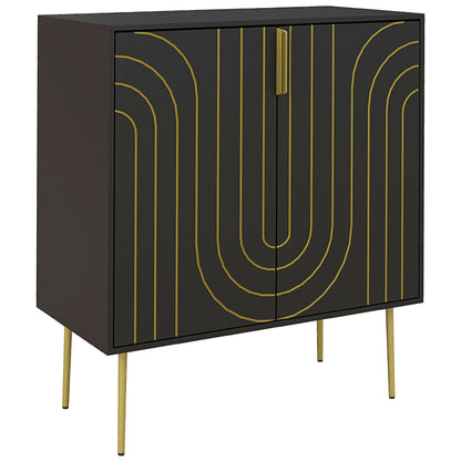 HOMCOM Art Deco Inspired Sideboard, with Adjustable Shelf - Black/Gold Tone