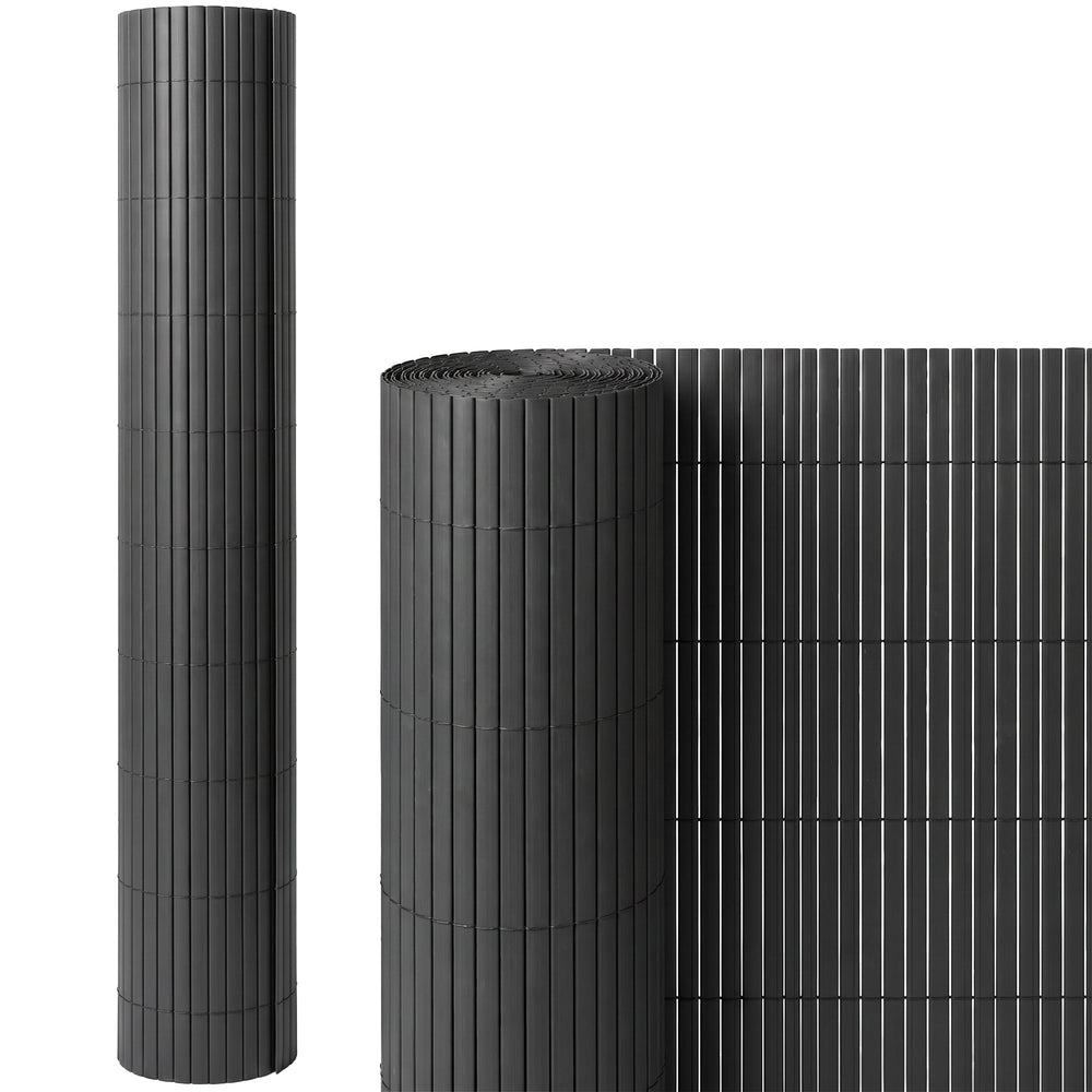 Outsunny 2Pcs Plastic Privacy Screening Fence, 1m x 3 m Waterproof Windbreak Fence, Dark Grey