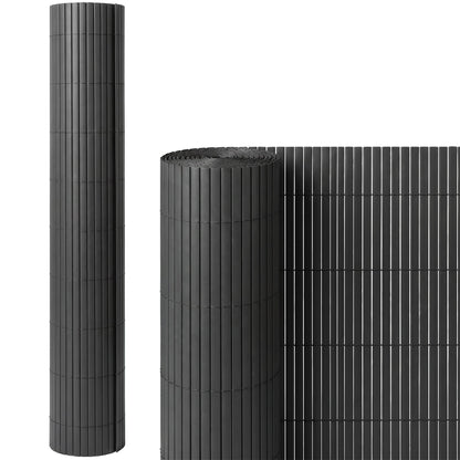 Outsunny 2Pcs Plastic Privacy Screening Fence, 1m x 3 m Waterproof Windbreak Fence, Dark Grey