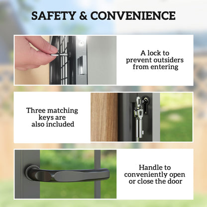 Outsunny Galvanised Steel Garden Gate, Outdoor Fence Gate Security Barrier with Lock, Keys and Handle, Outdoor Entrance Way Door with Classic Finials, 105 x 204 cm, Black