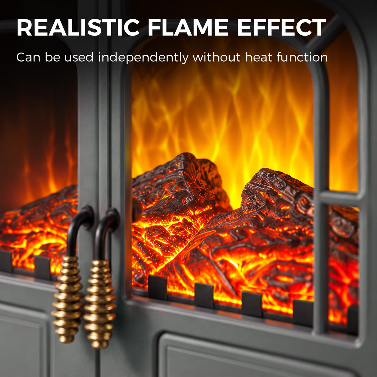 HOMCOM Freestanding Electric Fireplace Stove Heater with LED Fire Flame Effect Grey