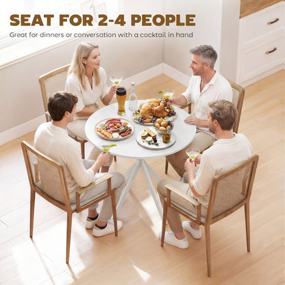 HOMCOM 80cm Industrial Round Dining Table - White
