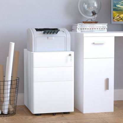 Vinsetto Fully Assembled 3 Drawer Steel Metal Filing Cabinet Lockable Rolling Vertical File Cabinet White