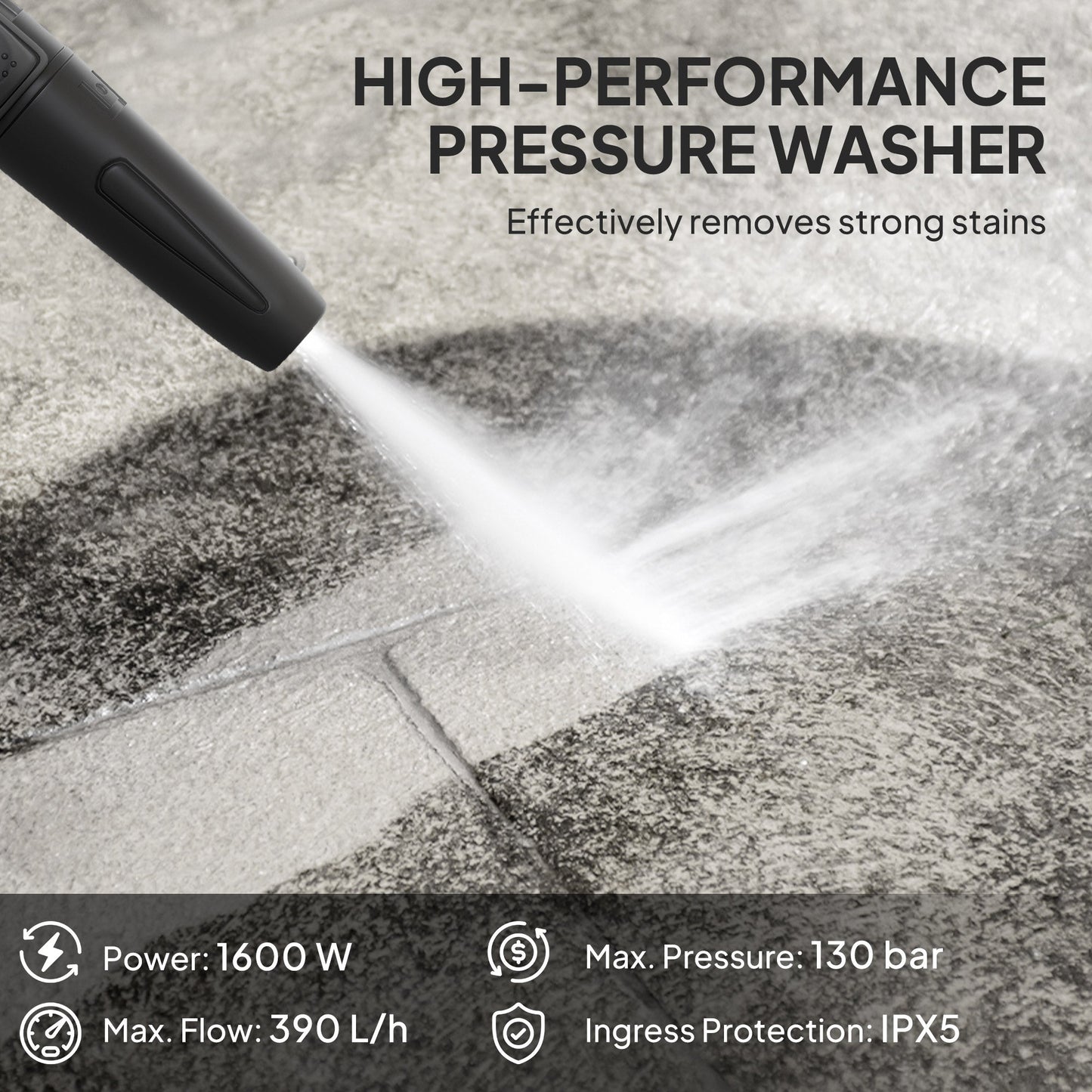 Outsunny 1600W 130-Bar Pressure Washer - Green