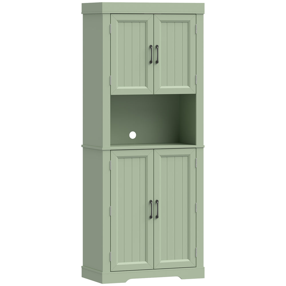 HOMCOM 183 cm Tall Kitchen Cupboard, Kitchen Cabinet with Open Countertop, Door Racks and Adjustable Shelves, Sage Green
