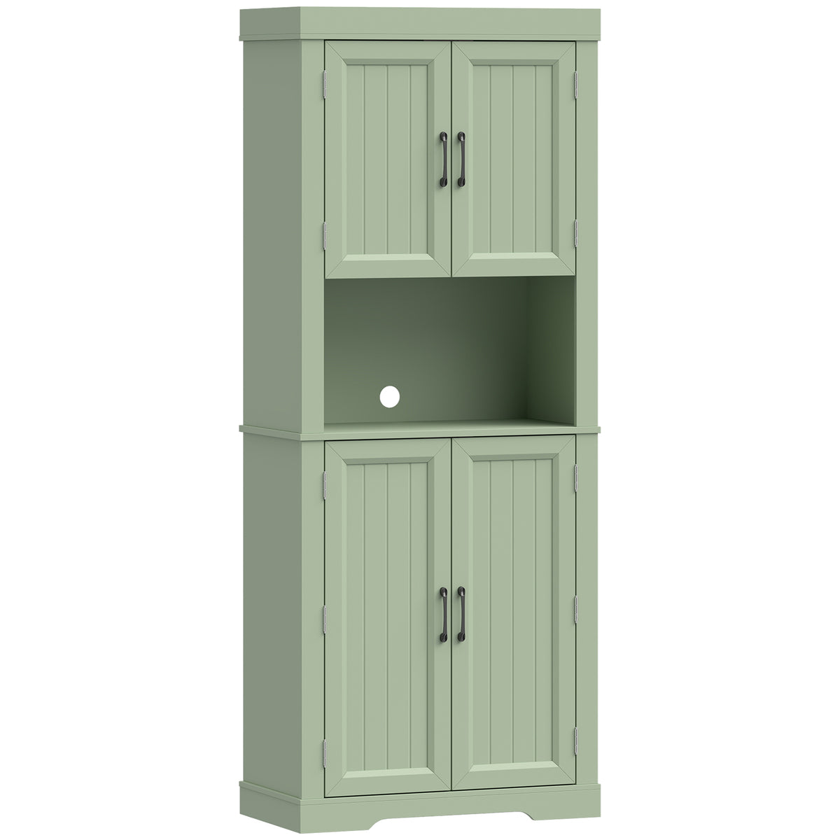 HOMCOM 183 cm Tall Kitchen Cupboard, Kitchen Cabinet with Open Countertop, Door Racks and Adjustable Shelves, Sage Green