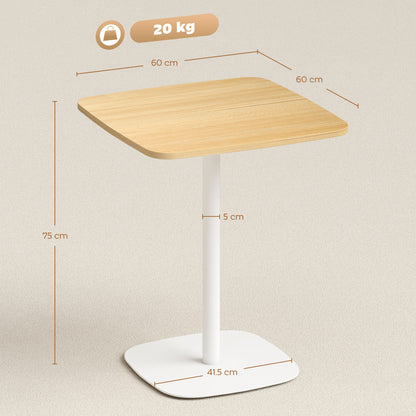 HOMCOM Small Dining Table, 60 cm Square Kitchen Table with Wood-veneer Top and Steel Base - Natural Wood Finish