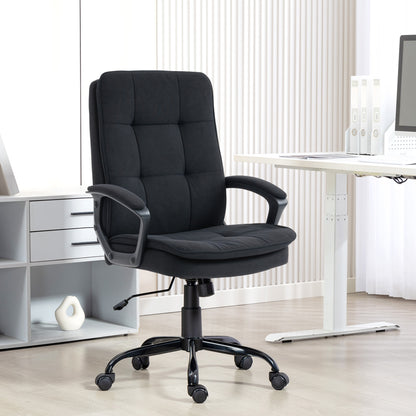 HOMCOM Linen-Look Double-Padded Office Chair - Black