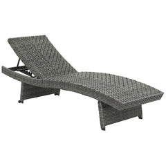 Outsunny Outdoor PE Rattan Sun Lounger, Folding Wicker Garden Lounger Recliner with 4-Level Adjustable Backrest, Rolling Sunbed Lounge Chair with Wheels, Non-Slip Legs for Balcony, Beach, Mixed-grey