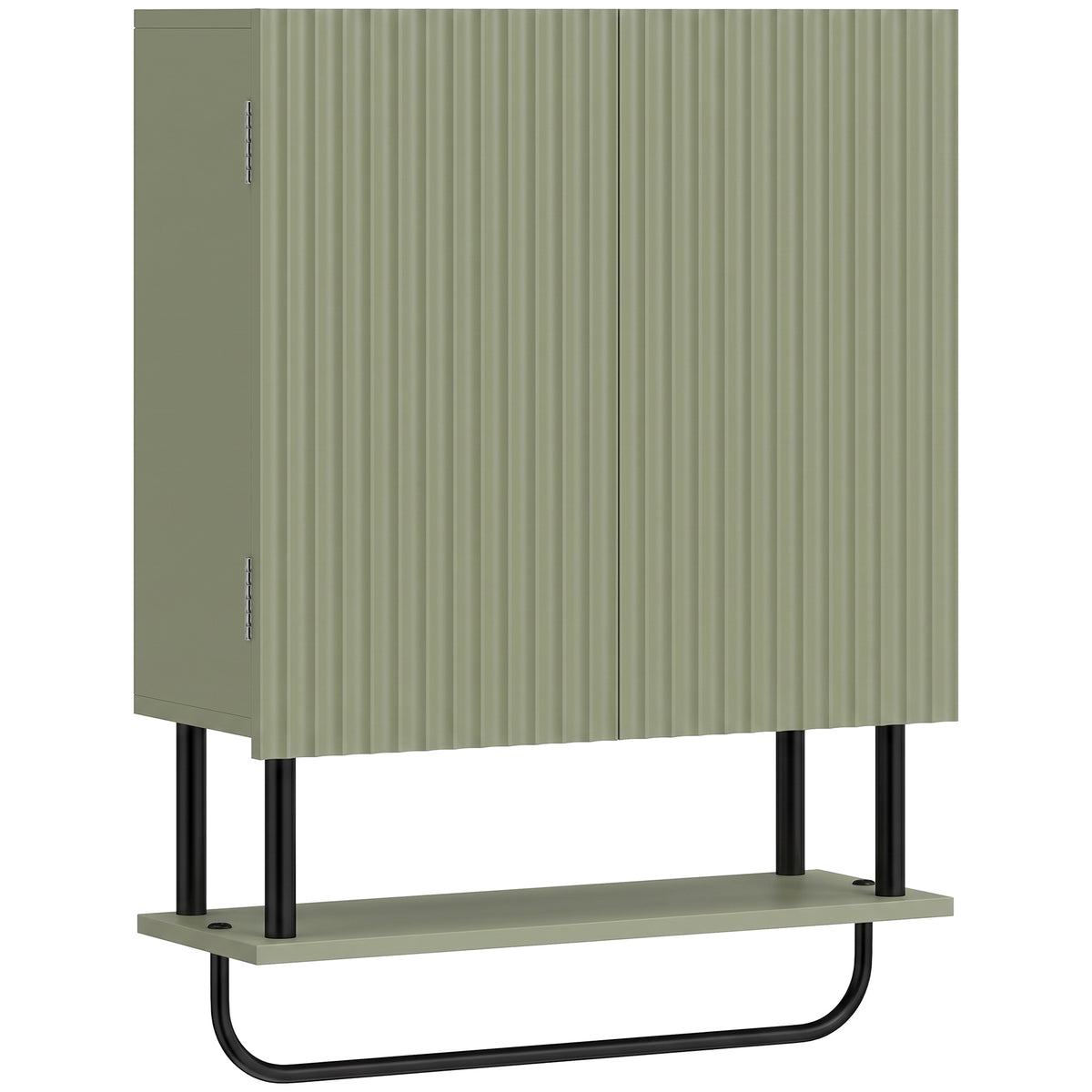 HOMCOM Bathroom Wall Cabinet Modern Space Saver Wall Mounted Cabinet Doors Storage Green