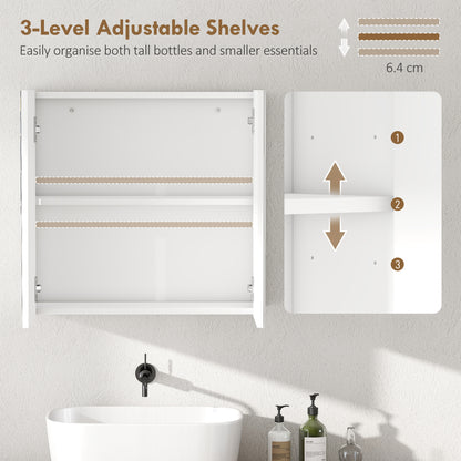 HOMCOM Double-Door Bathroom Mirror Cabinet - White