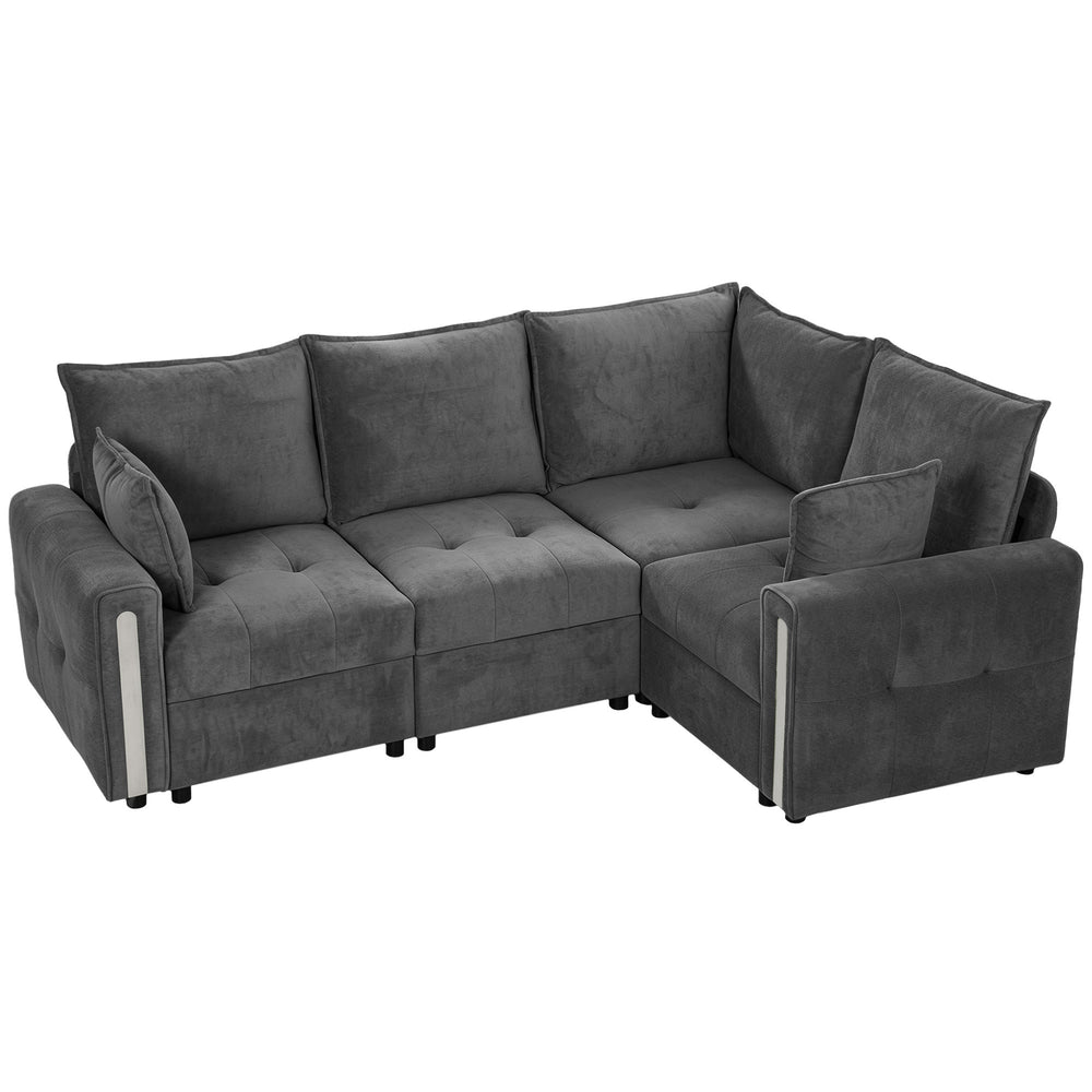 HOMCOM 228cm L Shaped Sofa with Lift-Up Storage, 3-Seater Sectional Sofa with Wide Deep Seat, Dark Grey