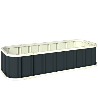 Outsunny Galvanised Raised Garden Bed, 4.5 x 2 x 1 ft Metal Planter with Gloves and Folded Edging, Dark Grey