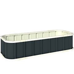 Outsunny Galvanised Raised Garden Bed, 4.5 x 2 x 1 ft Metal Planter with Gloves and Folded Edging, Dark Grey