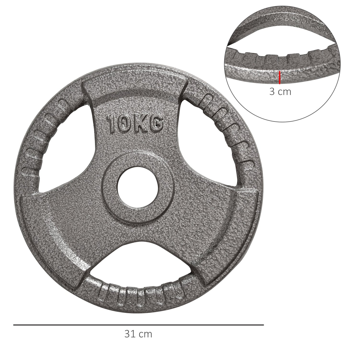 HOMCOM Set of 2 Cast Iron Weight Plates for 2"/5cm Hole Dumbbell Handle Bar, Barbell Weight 2 x 10kg