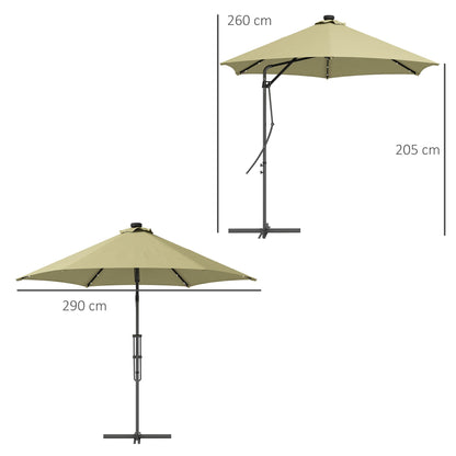 Outsunny 3(m) Solar LED Cantilever Parasol - Beige