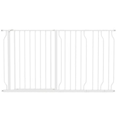 PawHut Extra Wide Dog Safety Gate, with Door Pressure, for Doorways, Hallways, Staircases - White