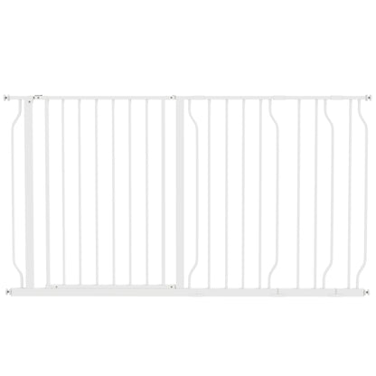 PawHut Extra Wide Dog Safety Gate, with Door Pressure, for Doorways, Hallways, Staircases - White
