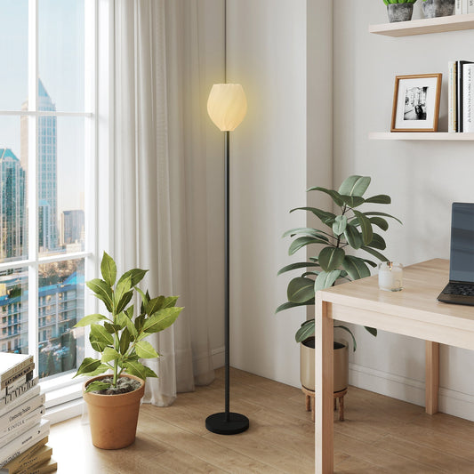 HOMCOM Flower Floor Lamp for Living Room, 3D Printed Modern Standing Lamp with Rose Shade & Foot Switch, Minimalist Tall Pole Lampshade for Bedroom, Office, E27 Holder without Bulb (25W Max), White