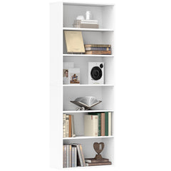 HOMCOM Six Shelf Bookcase - White