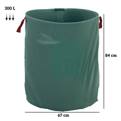 Outsunny Garden Waste Bags, 300L x 3 Heavy Duty Garden Bags, Foldable and Reusable Waste Sacks with Handles for Loading Leaf, Trash, Debris, Green