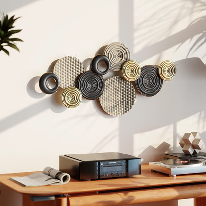 HOMCOM Metal Wall Art, Modern Hanging Wall Decor with Multi-Disc Design for Living Room Bedroom Dining Room