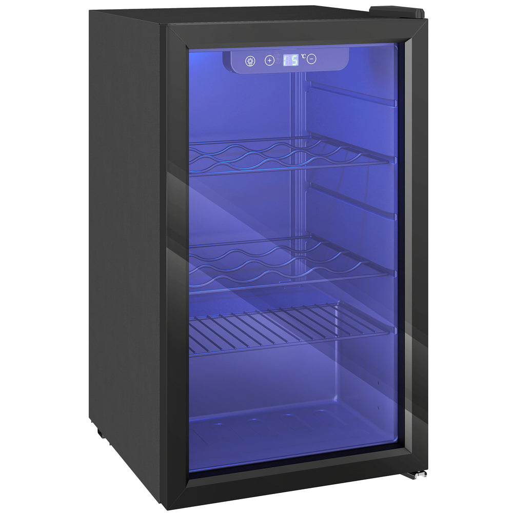 HOMCOM 24 Bottle Wine Cooler, 68 Litre Capacity, 4-16°C Freestanding Drinks Beer Wine Fridge with Glass Door, Black