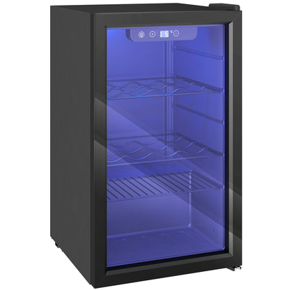 HOMCOM 24 Bottle Wine Cooler, 68 Litre Capacity, 4-16Â°C Freestanding Drinks Beer Wine Fridge with Glass Door, Black
