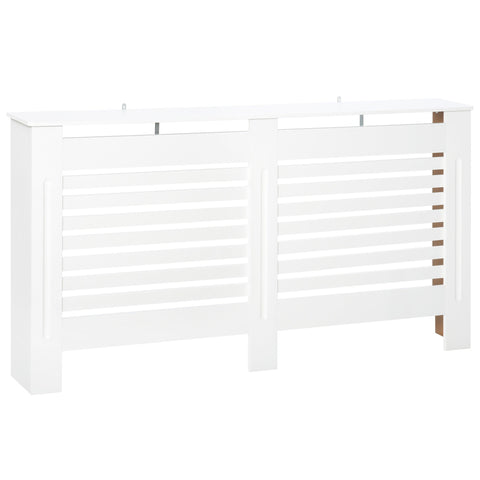 HOMCOM Radiator Cover, Modern MDF White Painted Cabinet with Horizontal Slats for Living Room, Bedroom, 172L x 19W x 81H cm