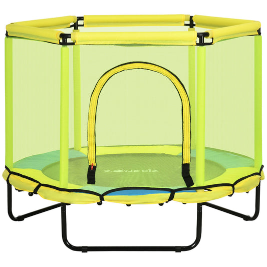 ZONEKIZ 140cm Kids Trampoline, Bungee Gym, with Safety Net, for Ages 3-10 Years - Yellow