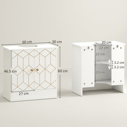 HOMCOM Under Sink Bathroom Cabinet, Under Sink Cabinet with Adjustable Shelf and Open Compartment for Basin with or without Pedestal, 60 x 30 x 60cm, White