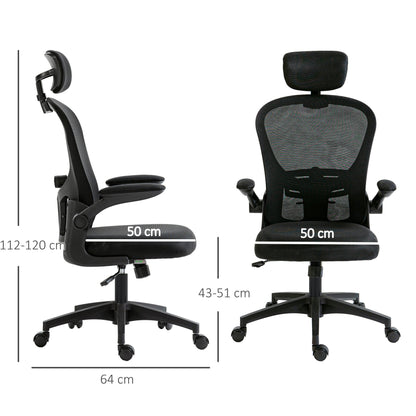 Vinsetto Multi-Adjustable Office Chair, with Lumbar Support, Headrest and Mesh Back - Black