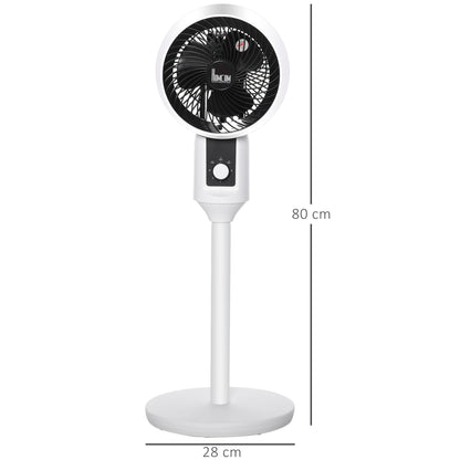 HOMCOM 9'' Air Circulator Fan 3 Speed, 70Â° Oscillation 90Â° Vertical Tilt, Carry Handle, Pedestal Fan, Pedestal Fan for Living Room, Bedroom, Office, White and Black