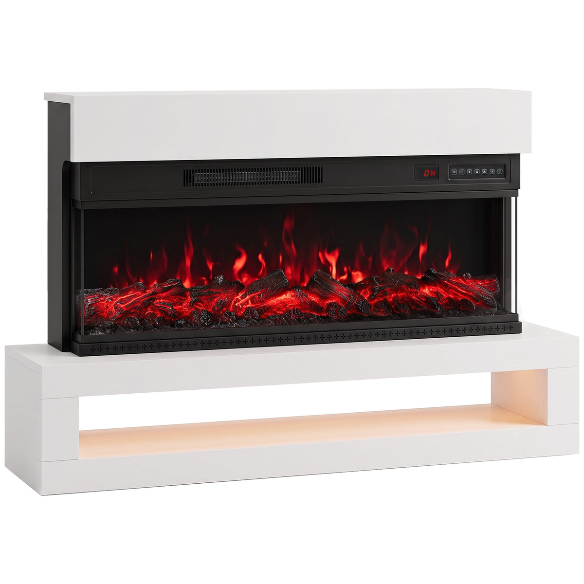 HOMCOM 3-Sided Electric Fireplace, Freestanding/Wall Mounted Electric Fire Heater with Adjustable Flame, Mood Light, ECO Mode