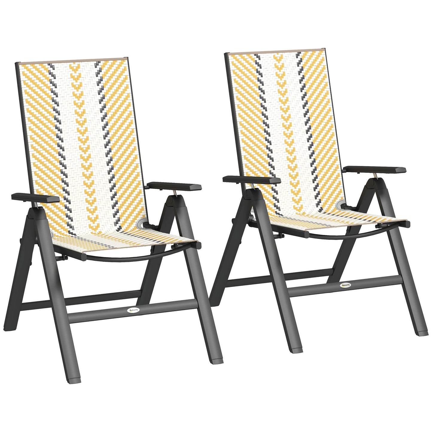Outsunny Set of Two Rattan Reclining Garden Chairs - Multicolour