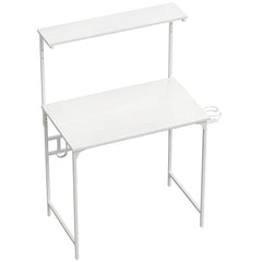 HOMCOM Computer Desk, 80cm Home Office Study Table with Hutch Shelf, Cup Holder, Headphone Hook, White