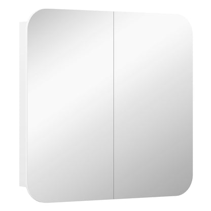 HOMCOM Arched Bathroom Mirror Cabinet with Adjustable Shelves - White