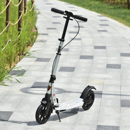 HOMCOM Teen/Adults Aluminium Folding Kick Scooter w/ Shock Mitigation System Silver